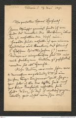 Nachlass Franz Steindachner, Brief von Karl Brancsik an Franz Steindachner (17.05.1892), Inv.Nr. 51.01, Seite 1
